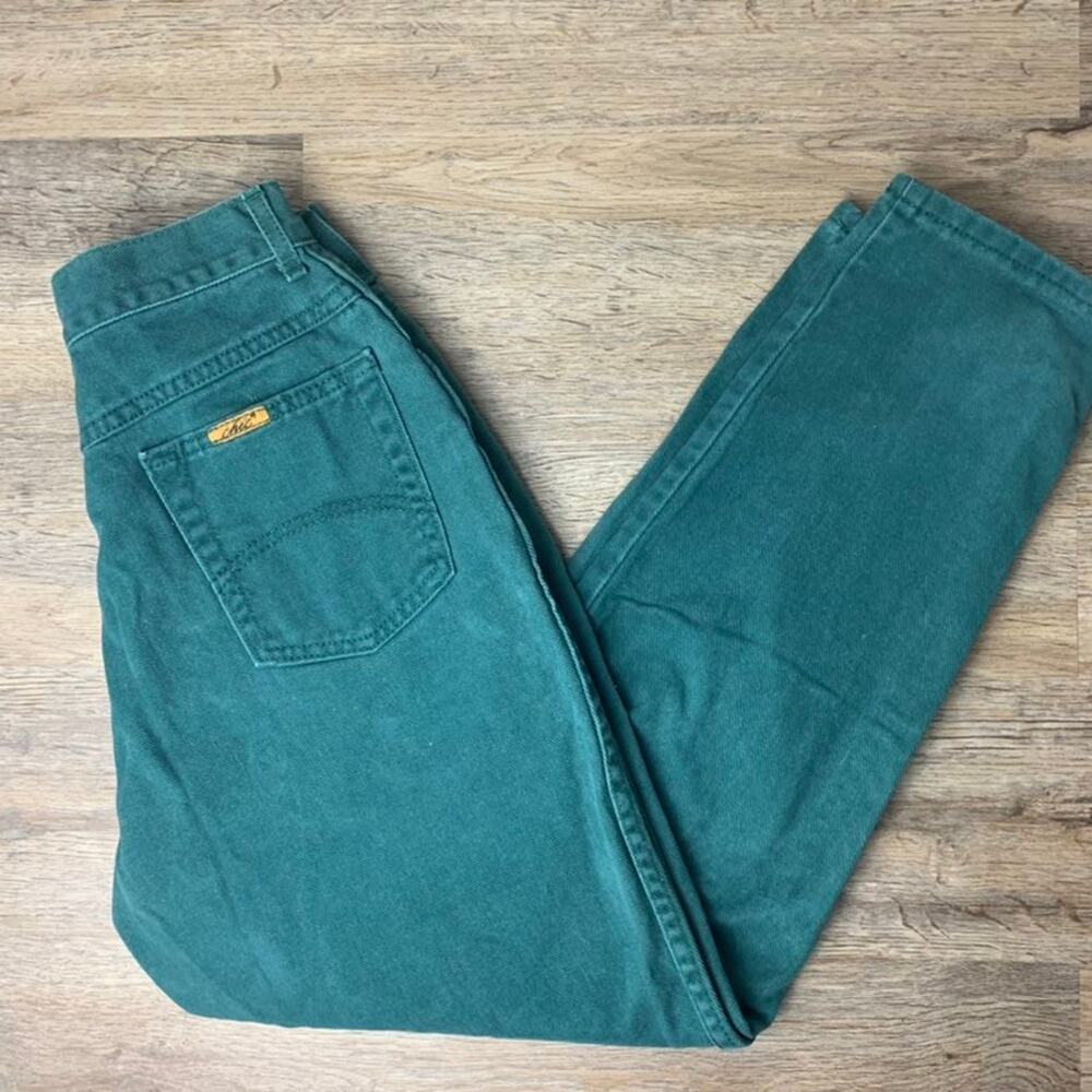 Chic Western Green High Rise  Mom Jeans